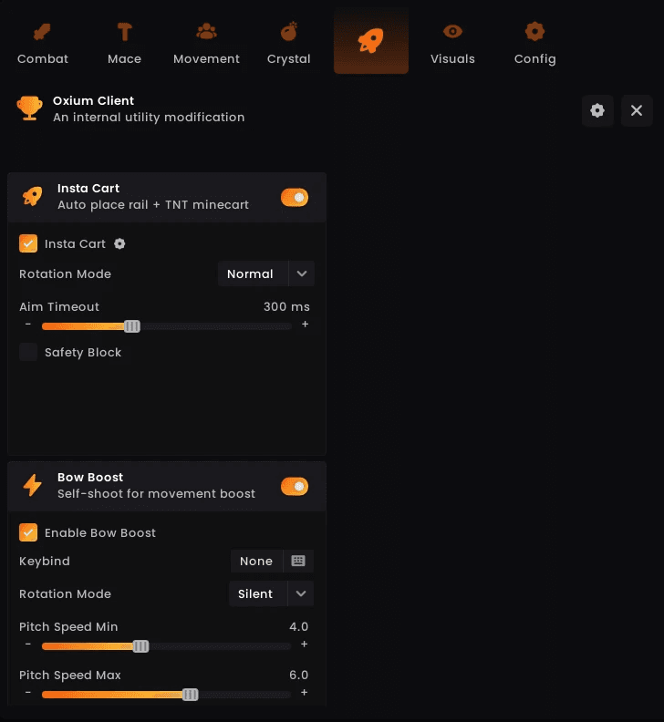 Insta cart, bow boost, rail + TNT